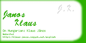 janos klaus business card